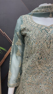 Pastel green Full Work Palazzo set