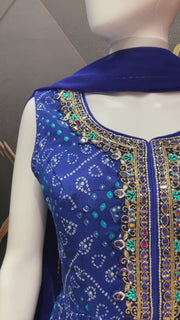 Royal Blue - Silk Bandhini Party Wear Palazzo set