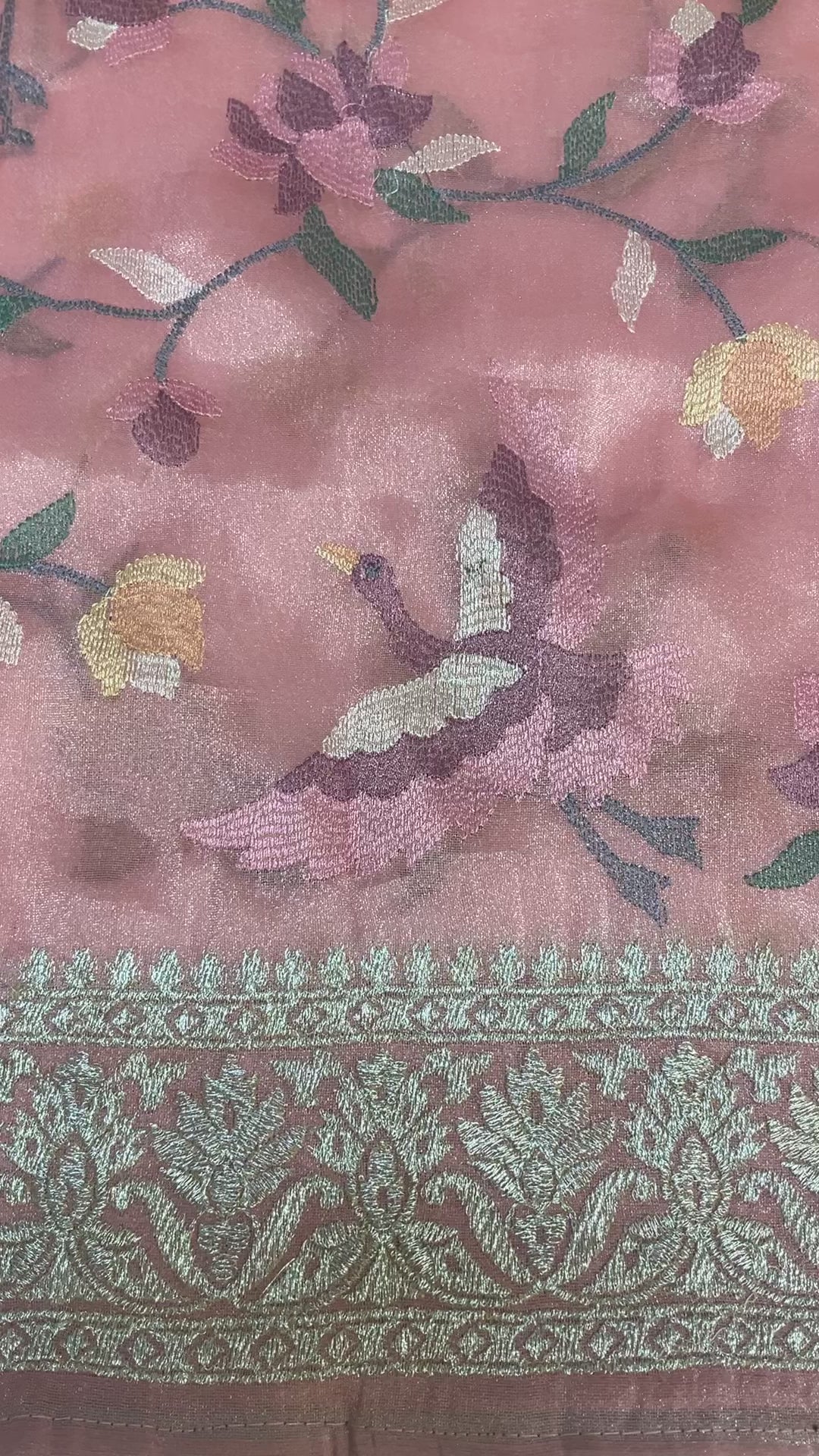 Party wear - Pastel Pink Embroidery Work saree with Stitched Blouse