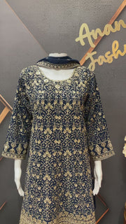 Plus size Navy Blue Party Wear Georgette Palazzo set