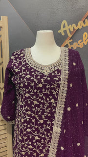 Party Wear Wine Sharara set