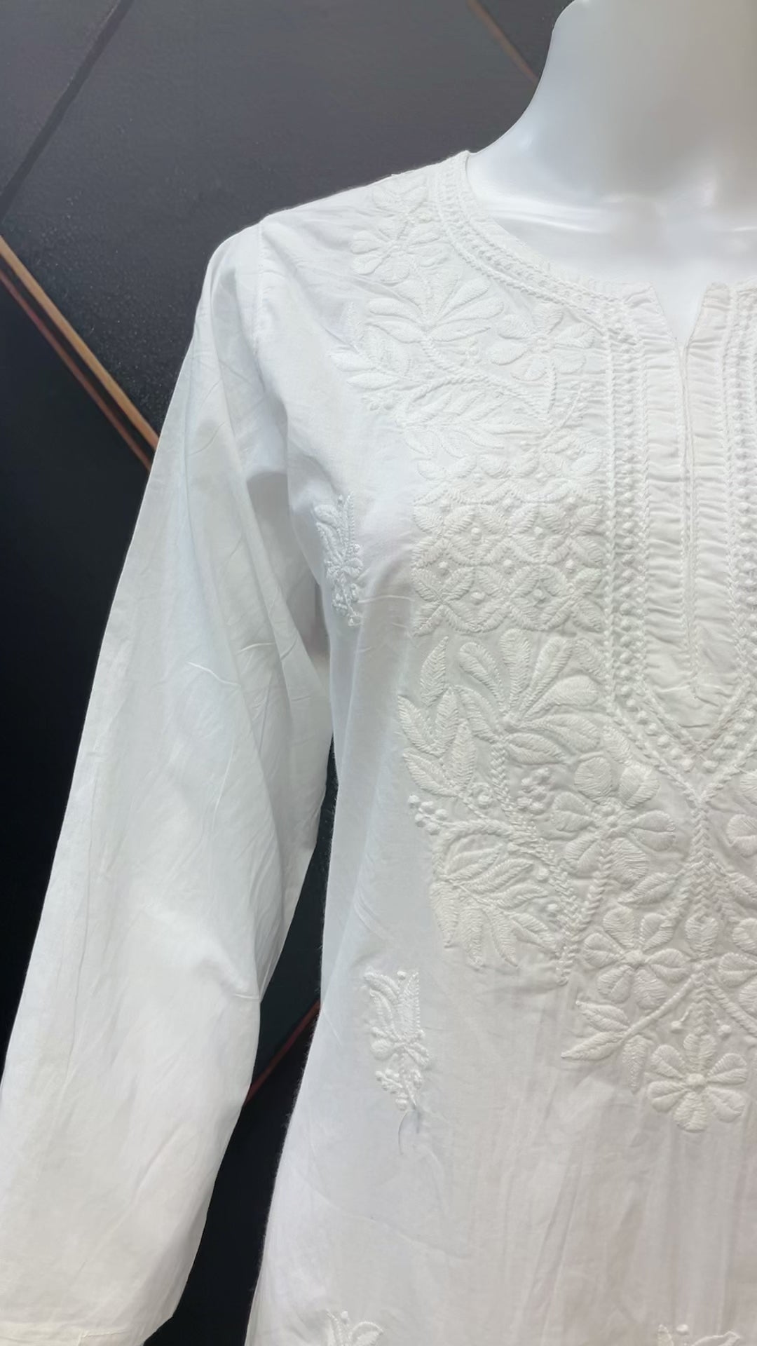 Pure cotton white Chikankari kurti