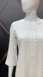 White Rayon Chikankari kurti
