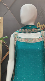 Blue Party wear Sleeveless Kurti set