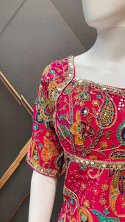 Pink Long Embroidery Work Blouse