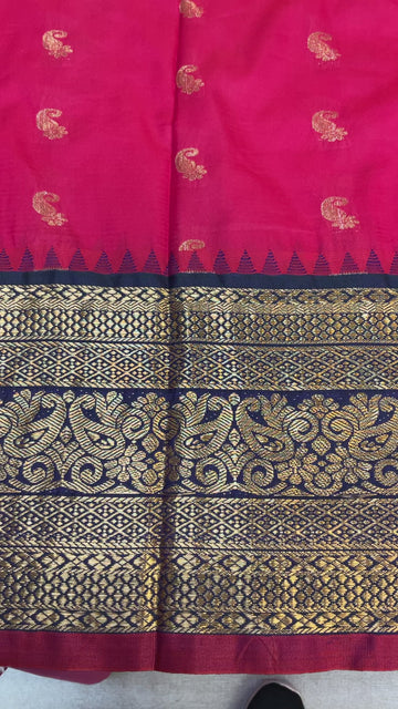 Pink Traditional Semi Silk Saree with 8 Inch Border & Stitched Blouse