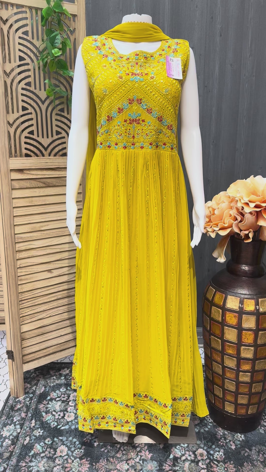 Mustard Yellow Long Party Wear Dress