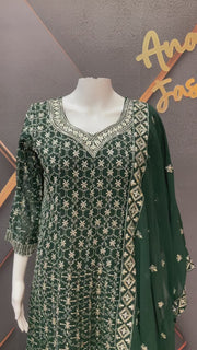 Green Georgette Anarkali Model Party Wear Kurti set