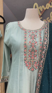 Plus Size Pastel Colors Anarkali Kurti Set