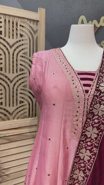 Size 48- Plus Size Pink Long Party wear Dress