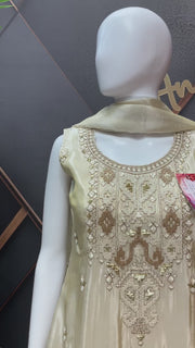 Gold Satin Silk Party Wear Palazzo set