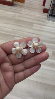 Real Pearl Flower Studs
