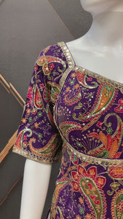 Purple Embroidery Work Long Blouse