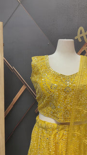 Yellow Plus Size Party Wear Lehanga set