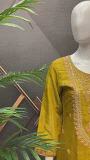 Mustard Yellow Shimmery Silk Sharara Set
