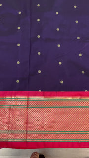 Violet & Pink Narayana Pet Semi Silk Saree with Paithani Pallu & Stitched Blouse