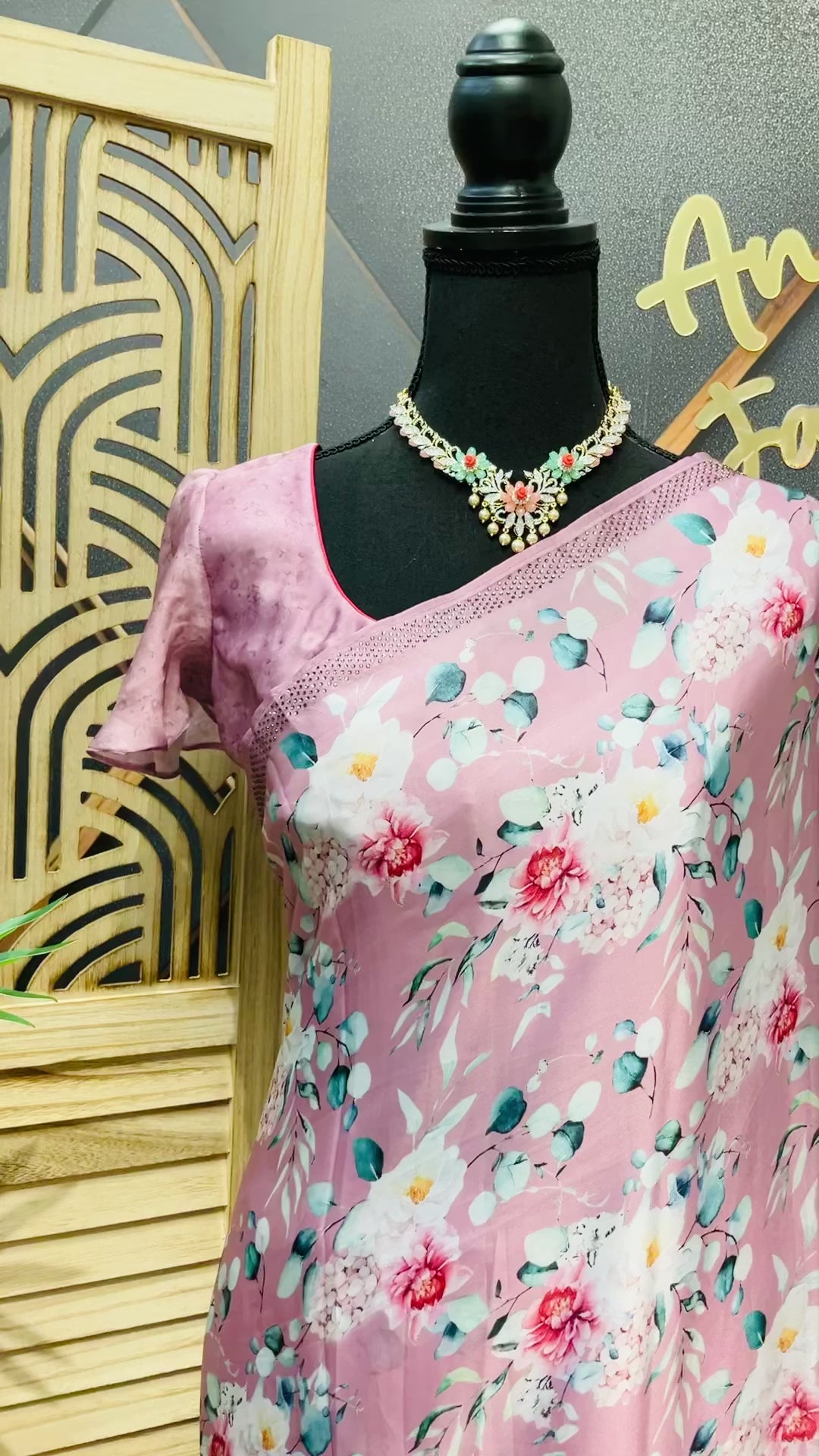 Crape Silk Digital print Floral sarees with stitched blouse