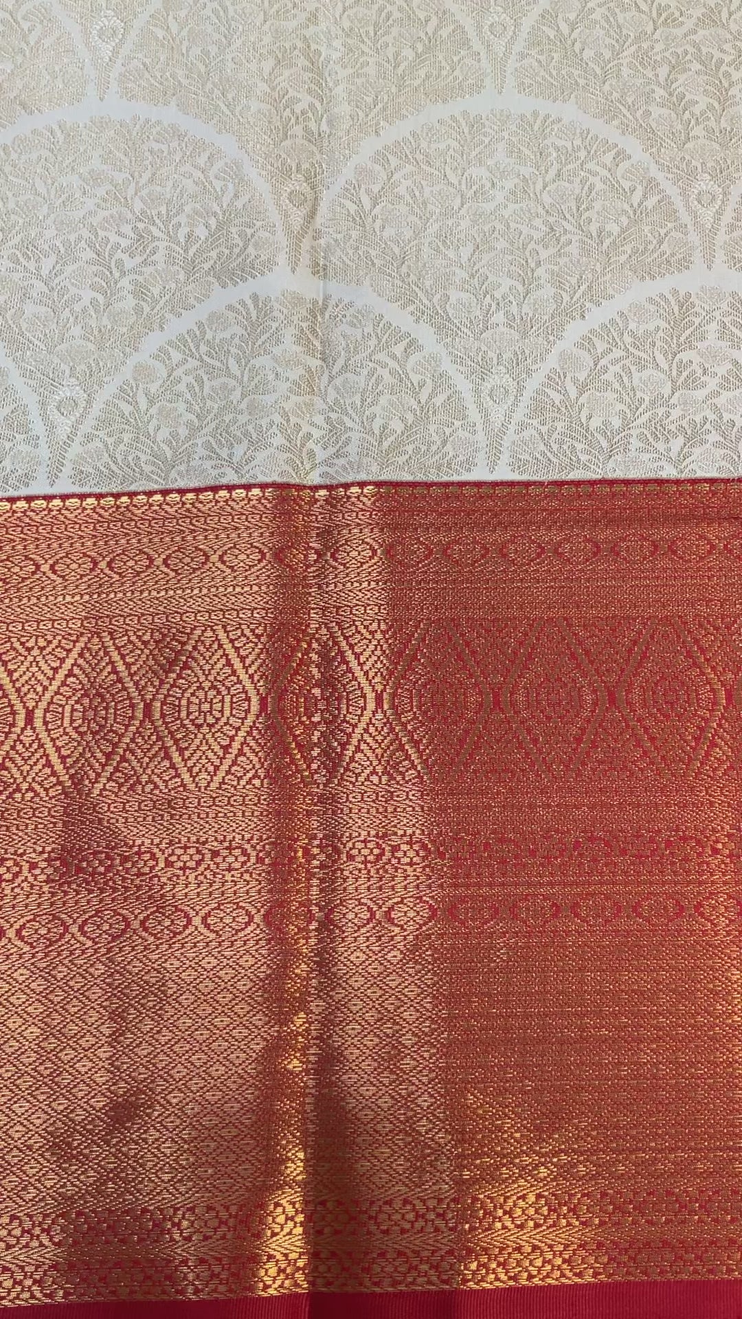 Half White & Red - Semi Silk Kanjeevaram Saree