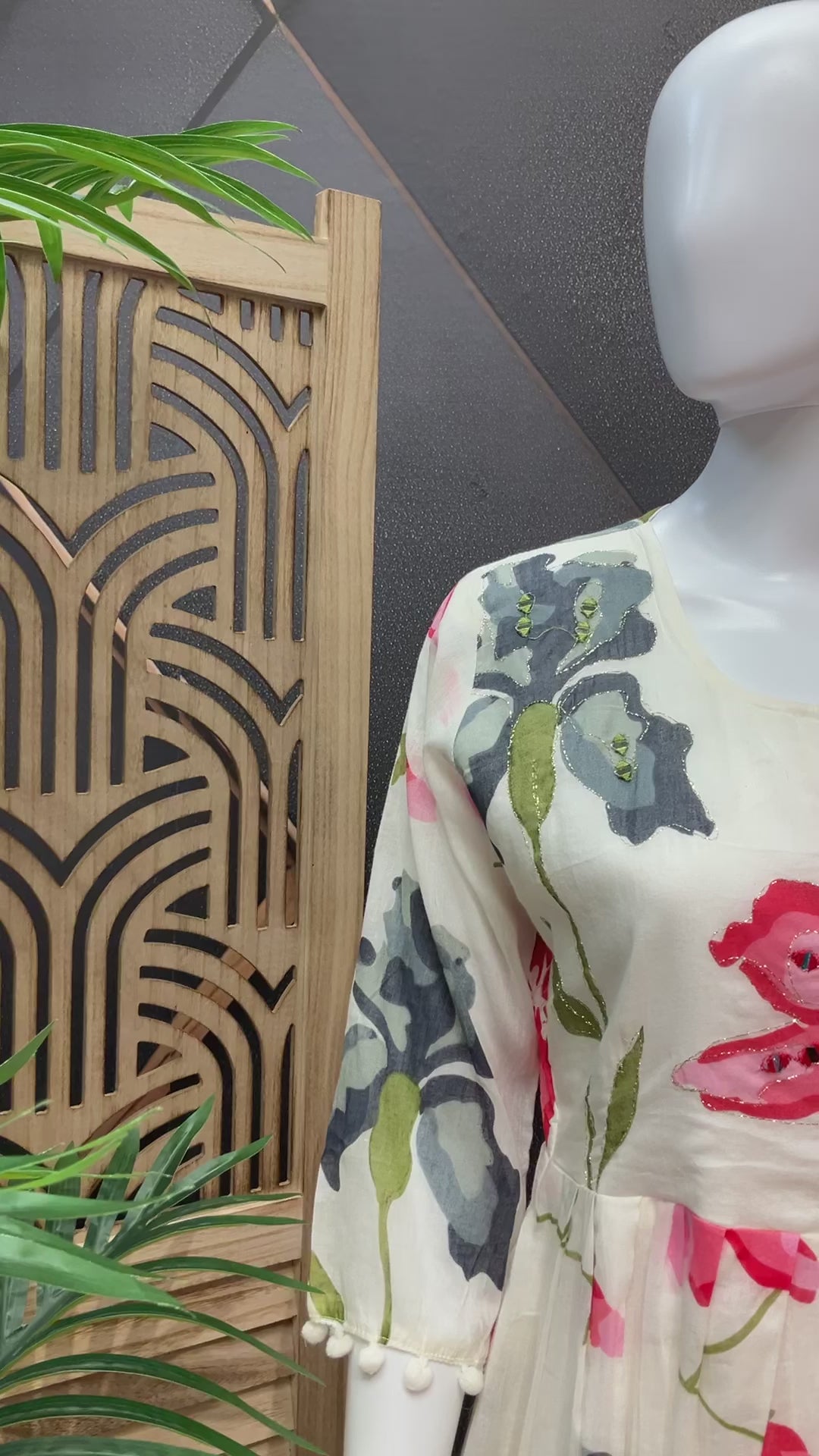 Half white mulmul cotton Knee Length gown/Kurti