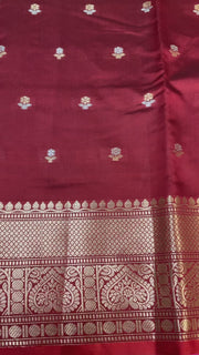Maroon Semi Benarasi Silk Saree
