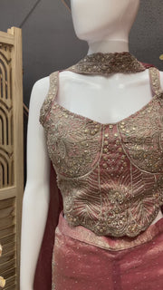 Pink Indo Western Party Wear Palazzo set