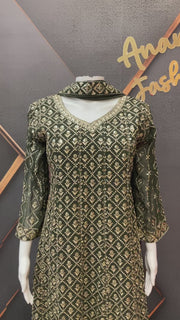 Green Georgette Anarkali Model Party Wear Kurti set