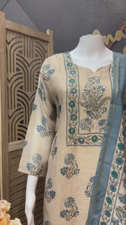 Chanderi Silk Floral Kurti set