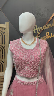 Pastel Pink Party Wear Lehenga set