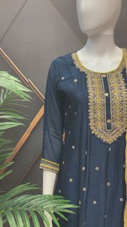 Navy Blue Lightweight Silk Palazzo Set