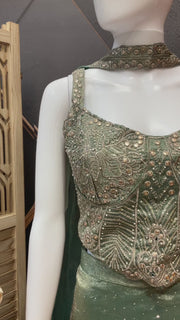 Mint Green Indo Western Party Wear Palazzo set