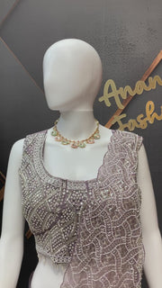 Women’s pastel purple color Ready-to-Wear Saree