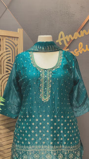 Plus Size  Rama Blue Lehenga with Long Blouse
