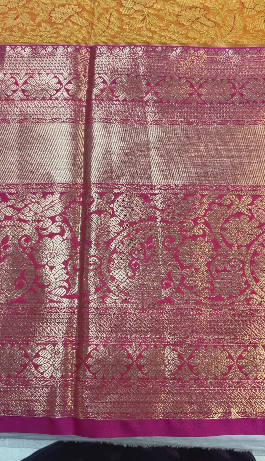 Orange & Pink- Semi Silk Kanjeevaram Saree with stitched Blouse