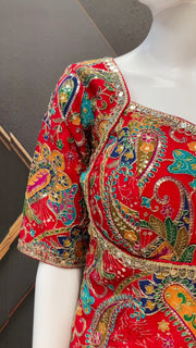 Red Georgette Embroidery Work Long Blouse