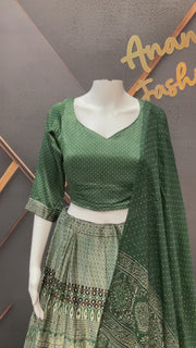 Green Gajji Silk Garba Chaniya Choli Collection