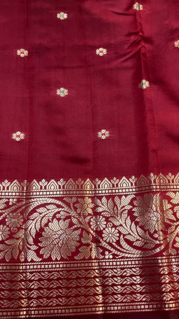 Benarasi Semi Silk Maroon Saree