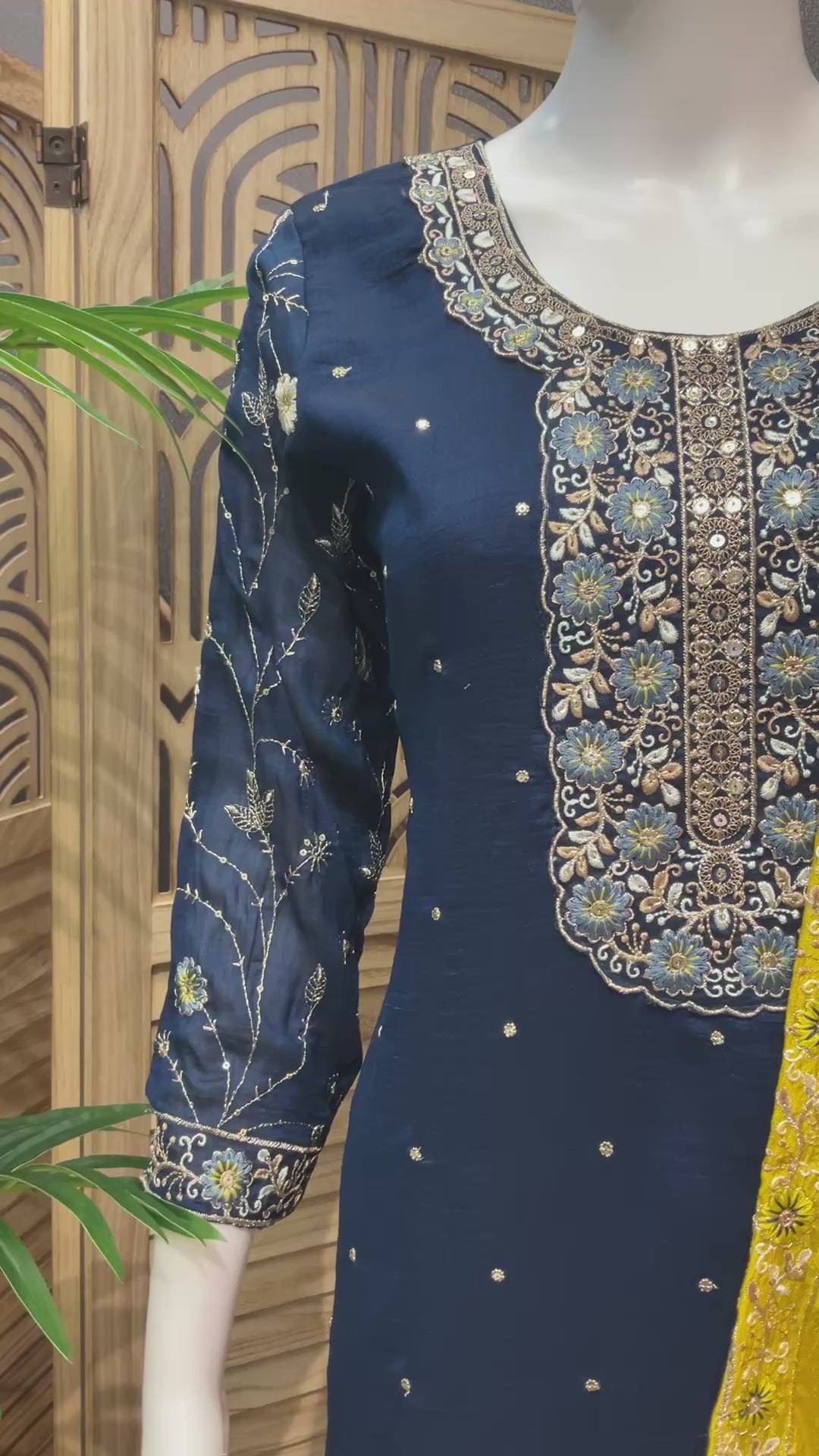 Party Wear Chudidhar/Kurti set with contrast Dupatta