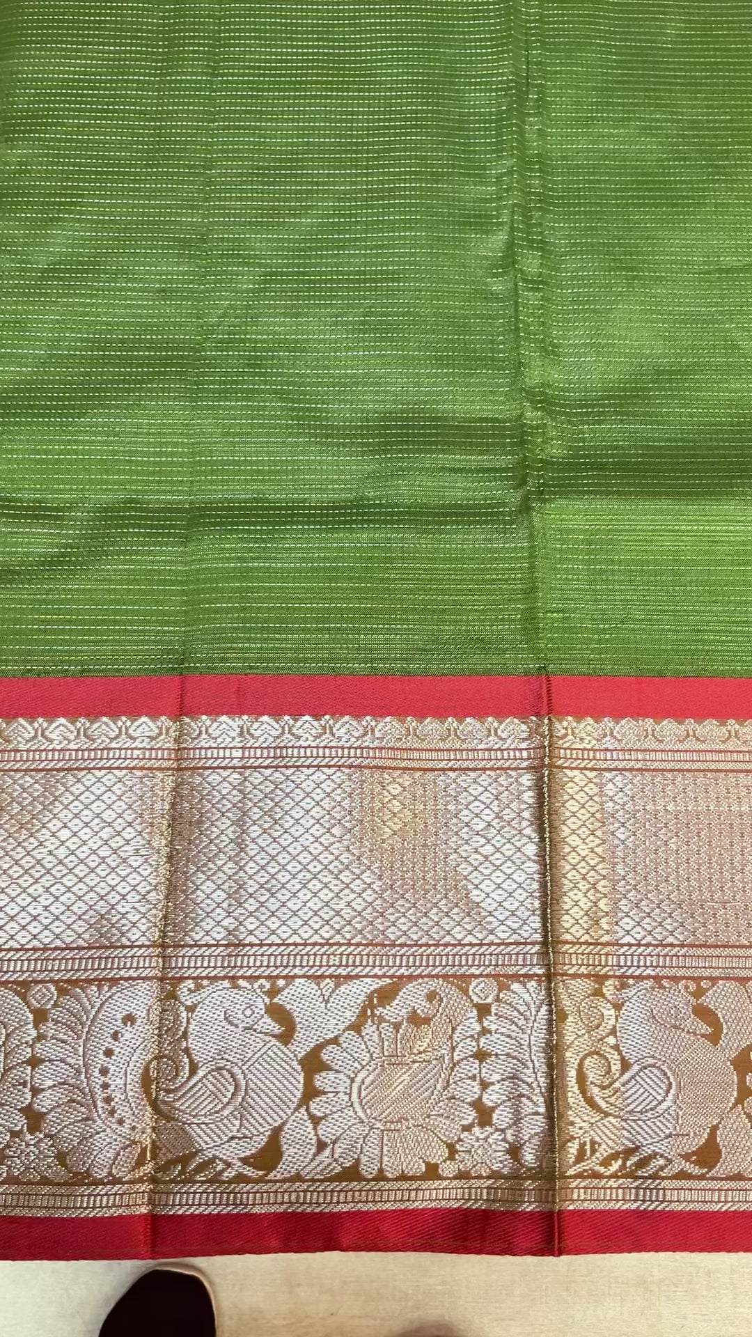 Mangalagiri Green Silk Saree with Stitched Blouse