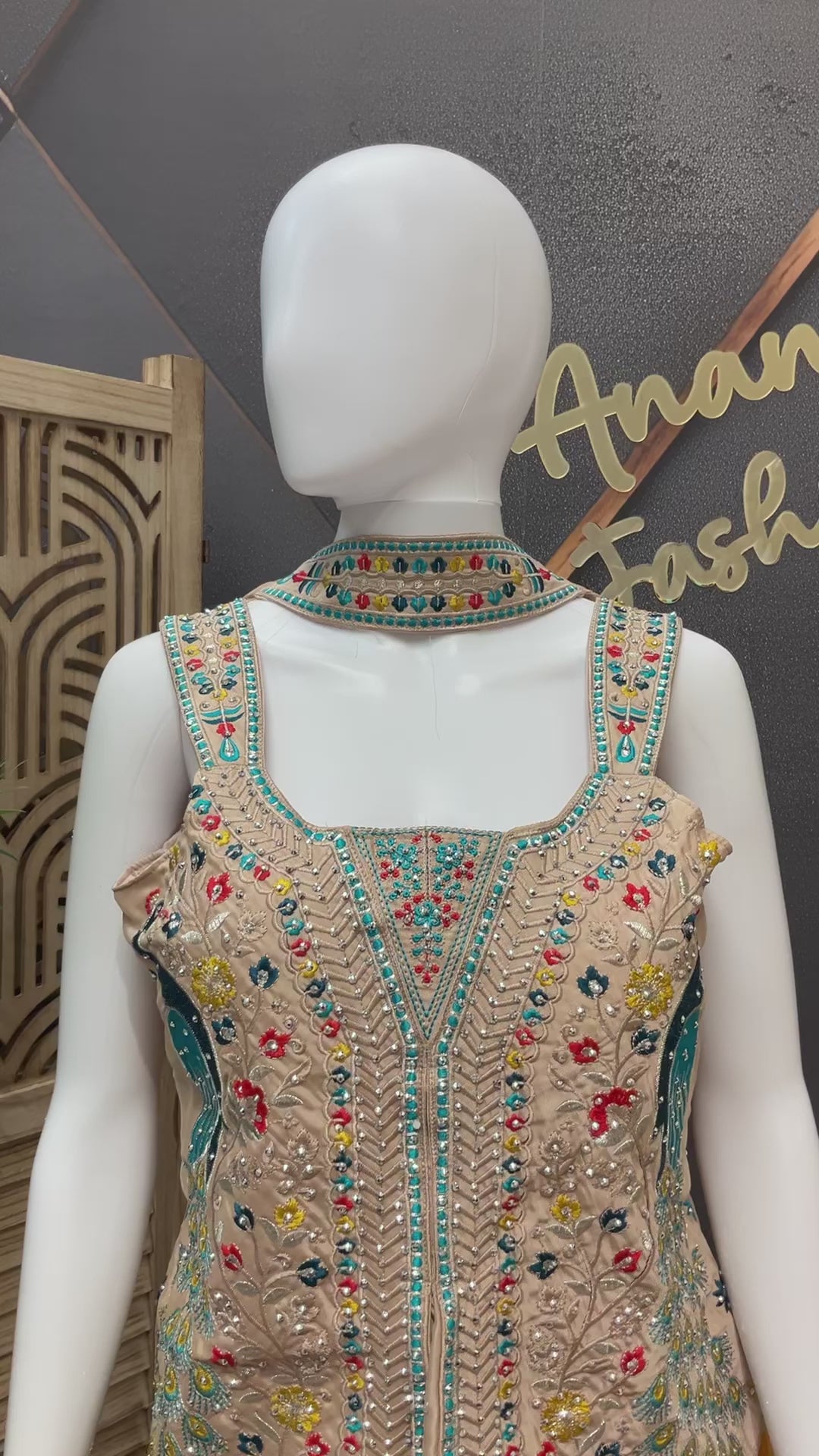 Party Wear Palazzo Set - Peacock Design | Satin Silk