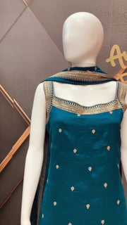 Women’s Teal Blue Sleeveless Kurti Set
