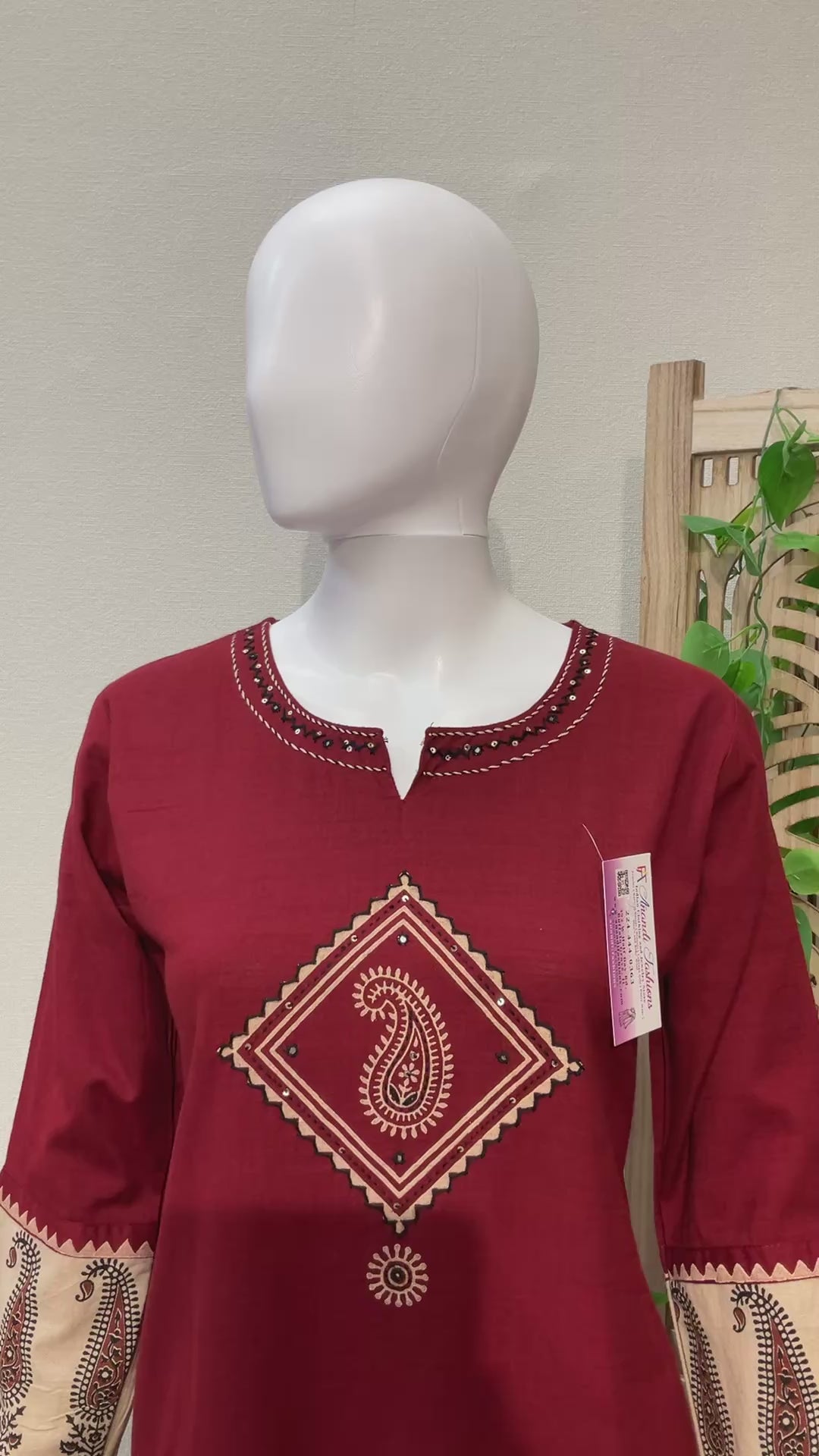Maroon Color-Khadi Rayon Handloom Kurtis