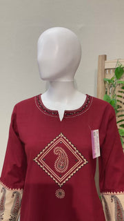 Women’s Maroon Khadi Rayon Handloom Kurti