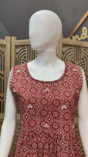 Pure Cotton Long Kurti Maroon