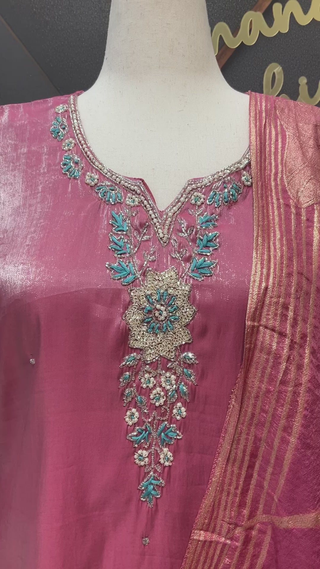 Plus Size - Shimmery Tissue Party Wear Kurti sets