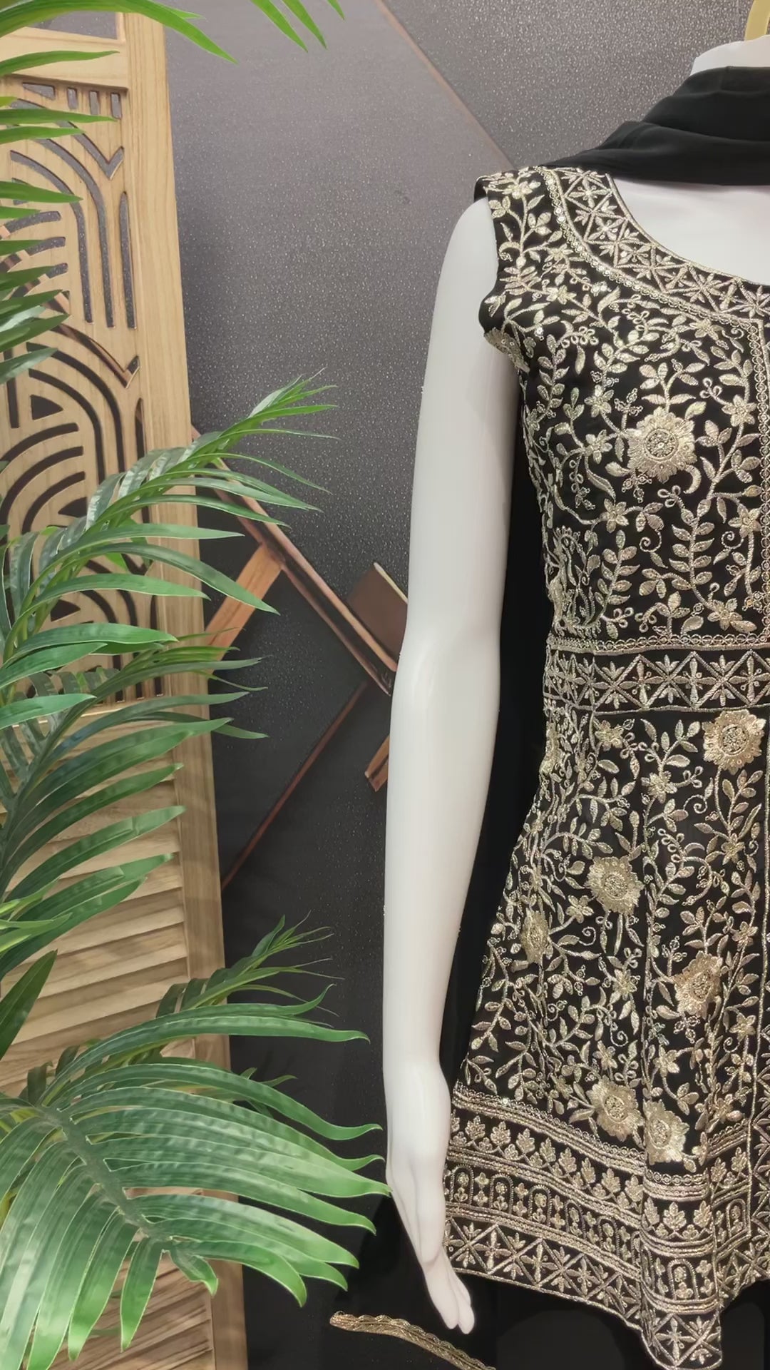 Size 38-Black Sharara set with Peplum Top