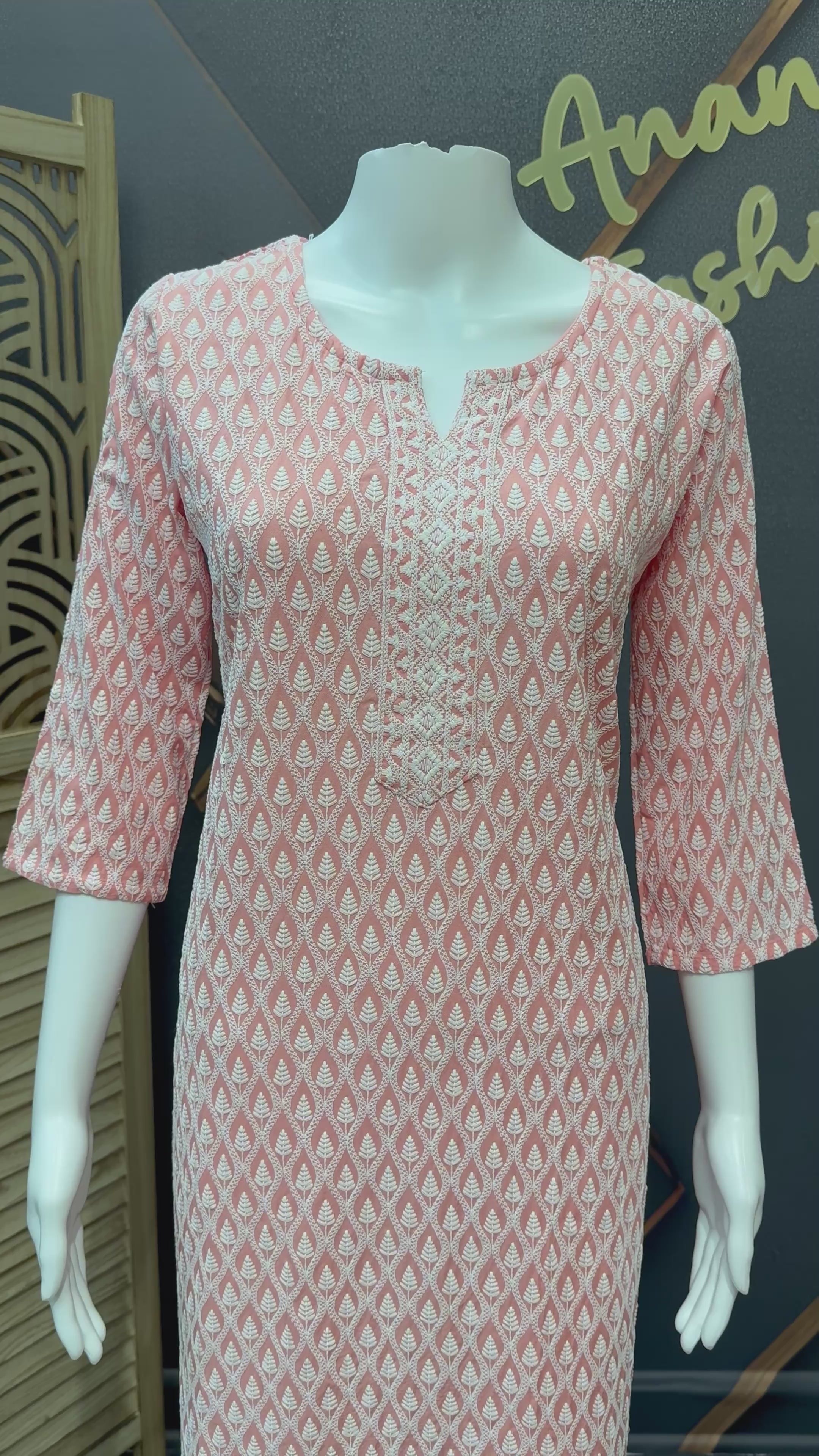 Peach Color- Chikankari Kurti