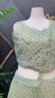 Plus Size Mint Green Party Wear Lehenga set