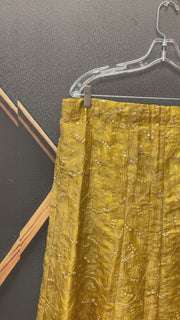 Gold Lehenga Crushed Tissue with Embroidery Skirt