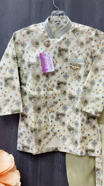 Boys Dhoti Set with Digital Print Size 0 to 5 - Kids Ethnic Wear