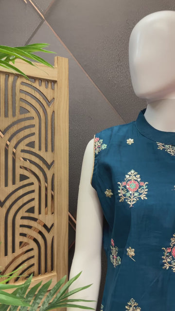 Blue - Sleeveless Kurti set